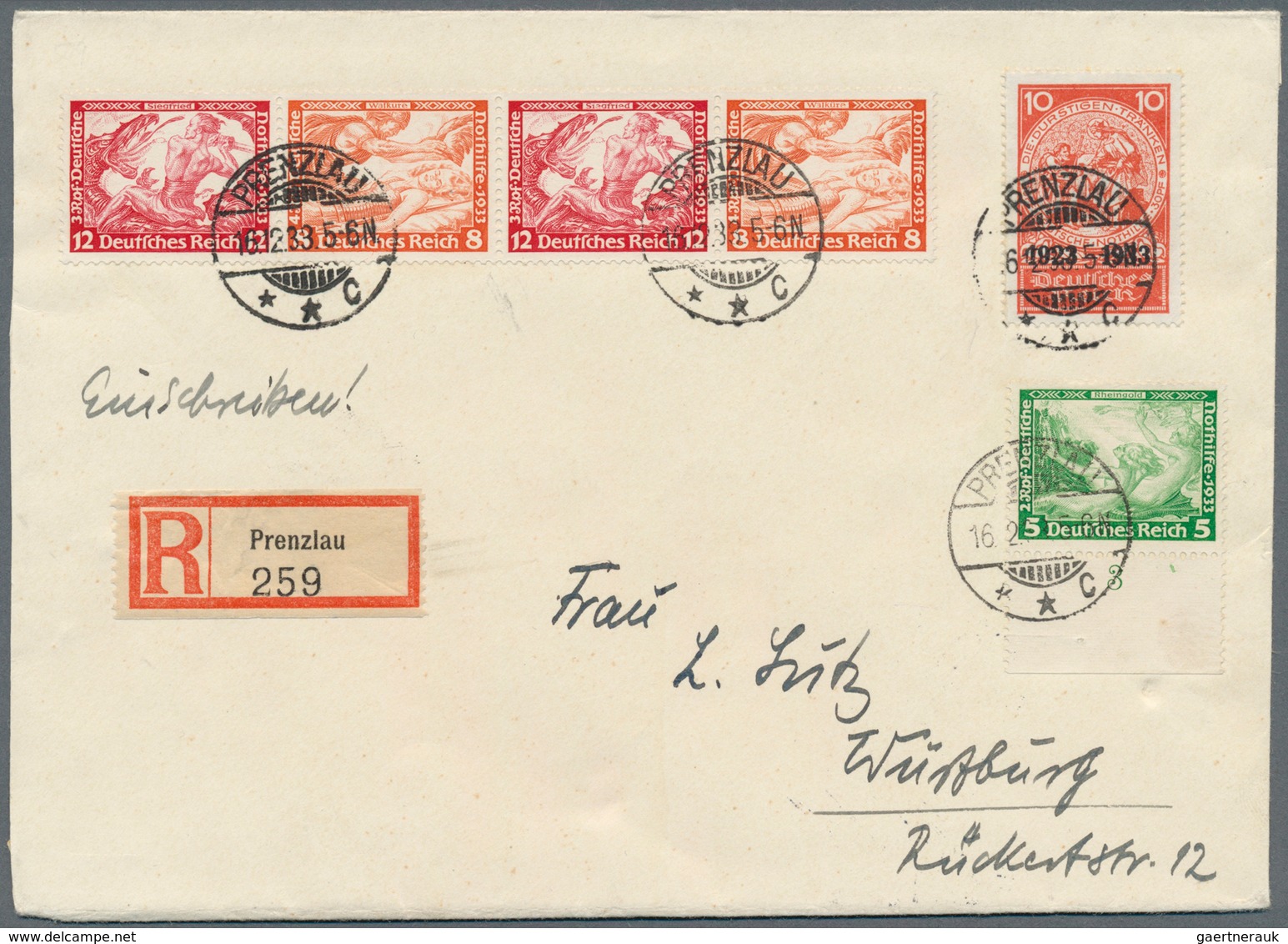 18127 Deutsches Reich - 3. Reich: 1933, "10 Jahre Deutsche Nothilfe", Portogerechter Einschreibebrief, Lux - Neufs
