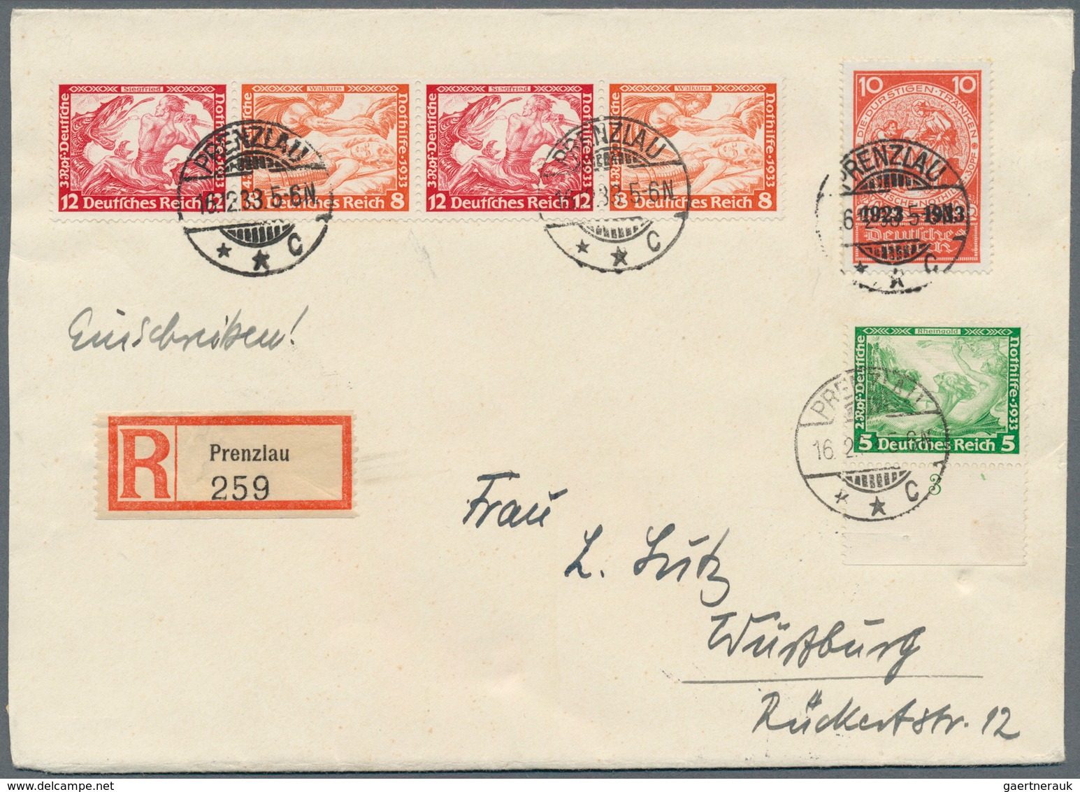 18127 Deutsches Reich - 3. Reich: 1933, "10 Jahre Deutsche Nothilfe", Portogerechter Einschreibebrief, Lux - Unused Stamps