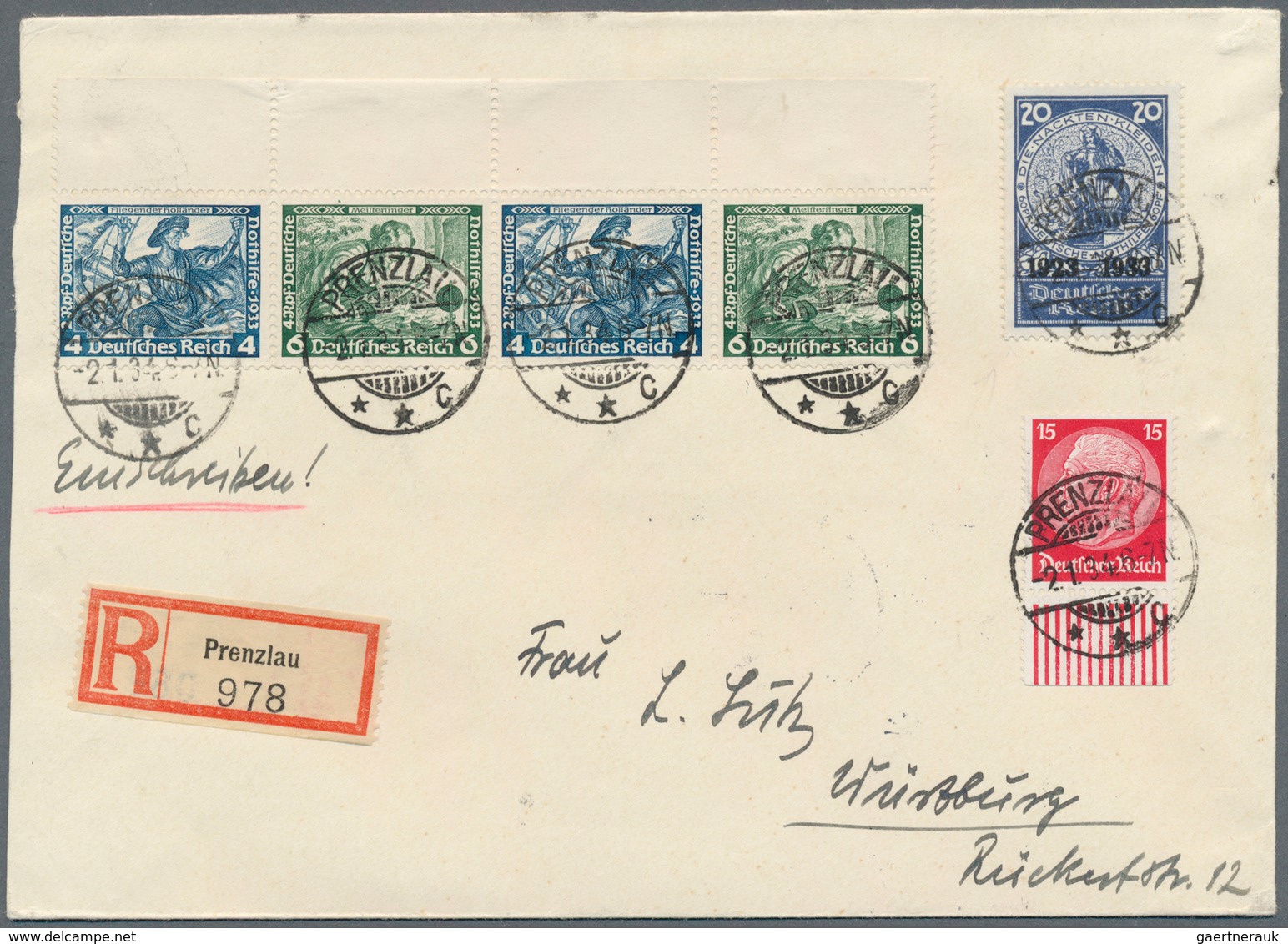 18129 Deutsches Reich - 3. Reich: 1934, "10 Jahre Deutsche Nothilfe" Luxusstück Auf Portogerechtem Einschr - Unused Stamps