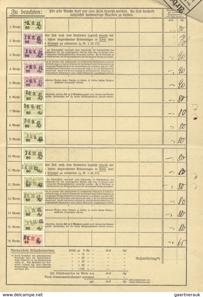 18131 Deutsches Reich - 3. Reich: 1940/1942, sechs Arbeiter-Urlausbkarten eines Arbeiters bei er HUTA in S