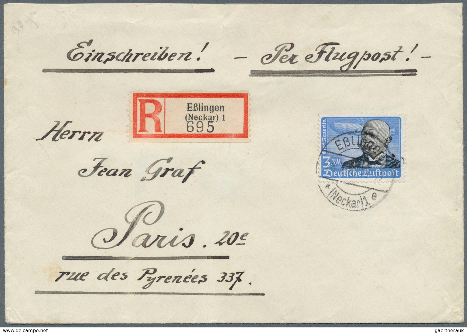 18139 Deutsches Reich - 3. Reich: 1934, 3 RM Flugpostausgabe, Waagerechte Gummiriffelung Als Einzelfrankat - Unused Stamps