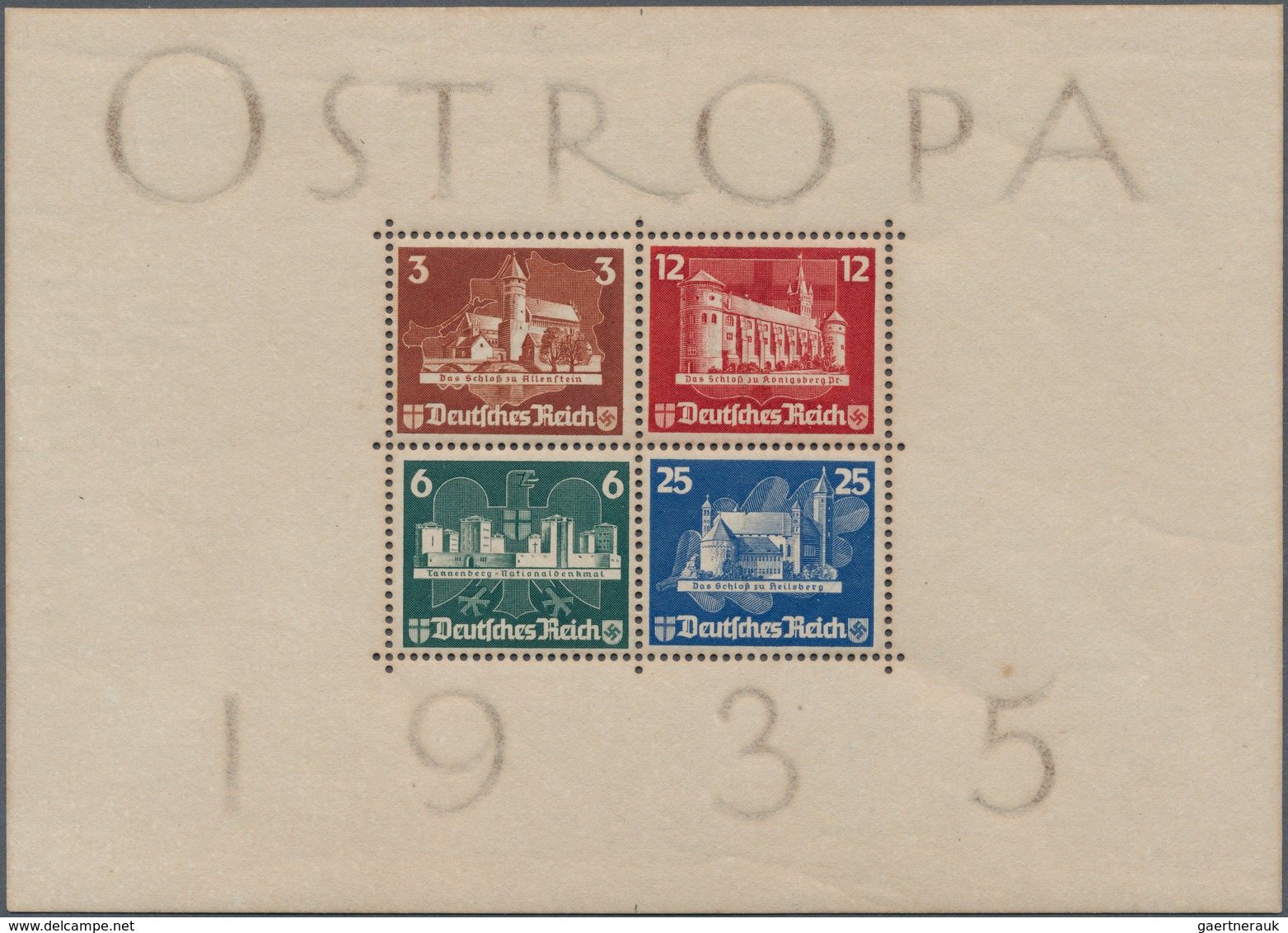 18151 Deutsches Reich - 3. Reich: 1935, OSTROPA Block Mit Vollem Orginalgummi !, üblich Gebräunt, Attest S - Unused Stamps