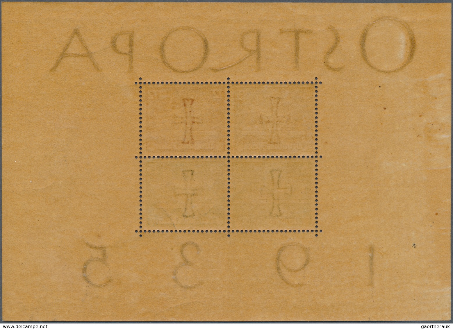 18151 Deutsches Reich - 3. Reich: 1935, OSTROPA Block Mit Vollem Orginalgummi !, üblich Gebräunt, Attest S - Unused Stamps