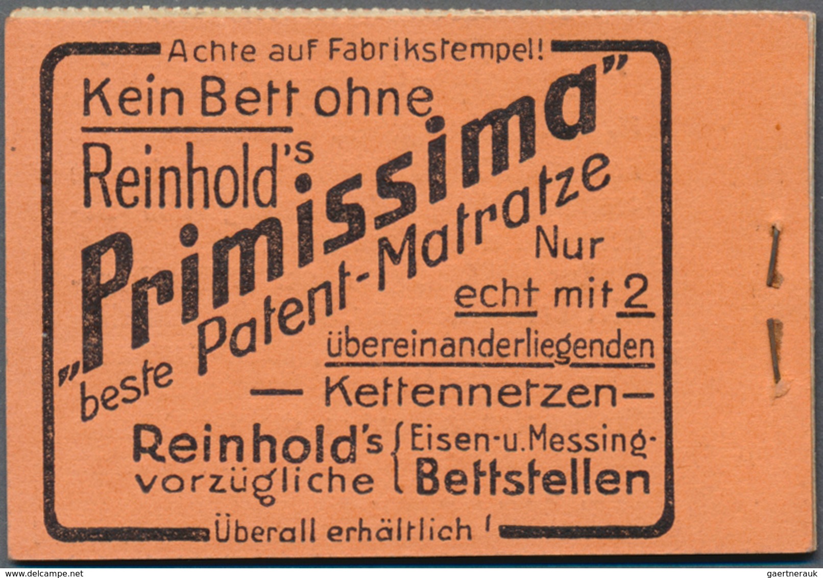 18222 Deutsches Reich - Markenheftchen: 1911, Germania Markenheftchen In ROSA (Ordnungs-Nr. 10) Mit Origin - Booklets