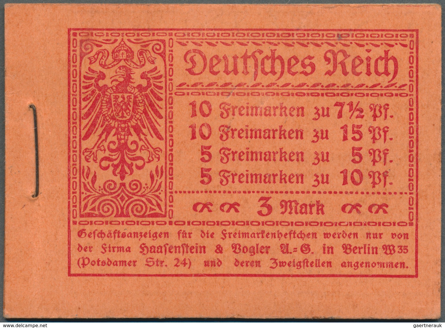 18223 Deutsches Reich - Markenheftchen: 1917, Germania Markenheftchen Ohne Ordnungs-Nummer Mit Original Ge - Booklets