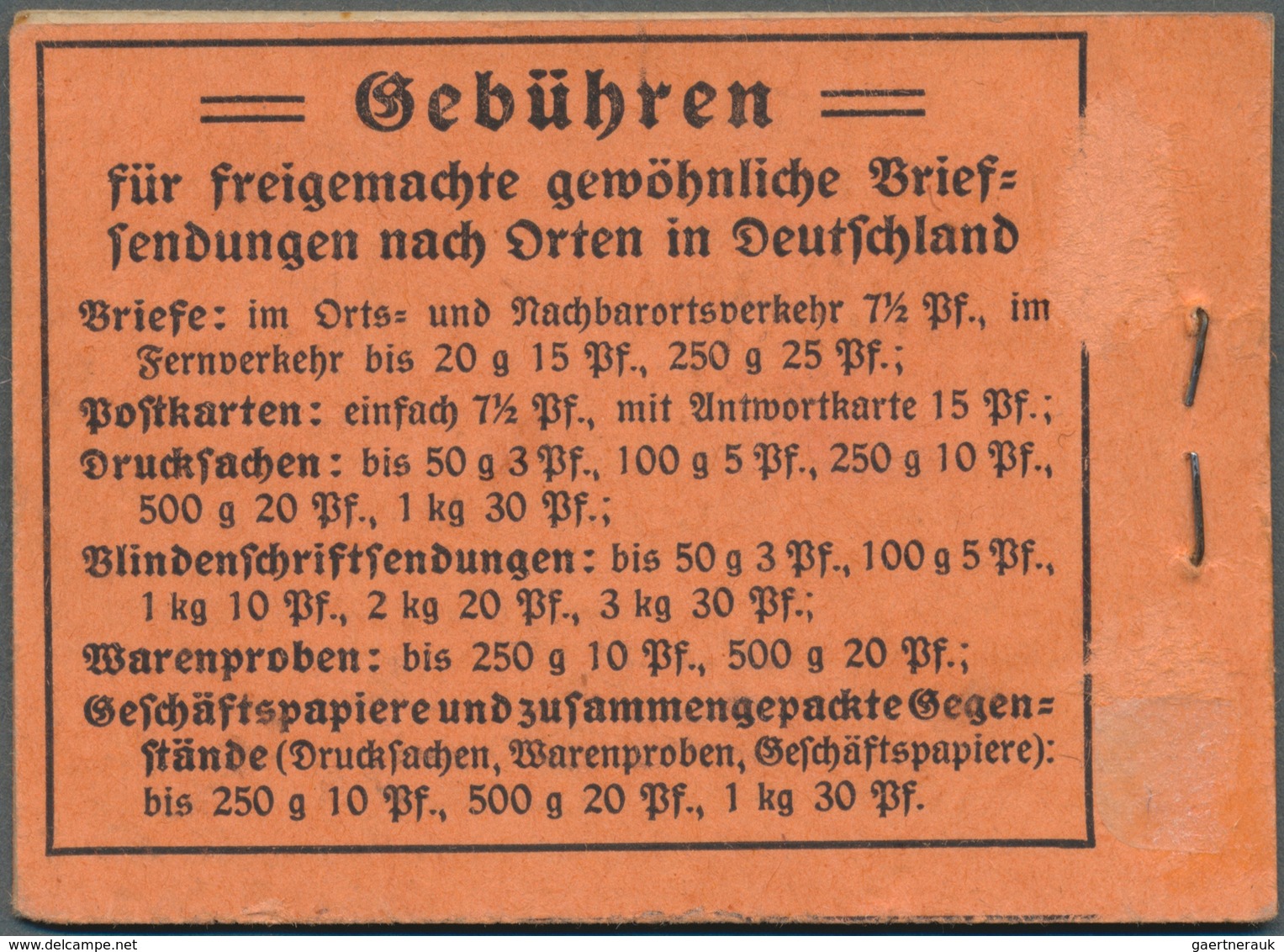 18223 Deutsches Reich - Markenheftchen: 1917, Germania Markenheftchen Ohne Ordnungs-Nummer Mit Original Ge - Booklets