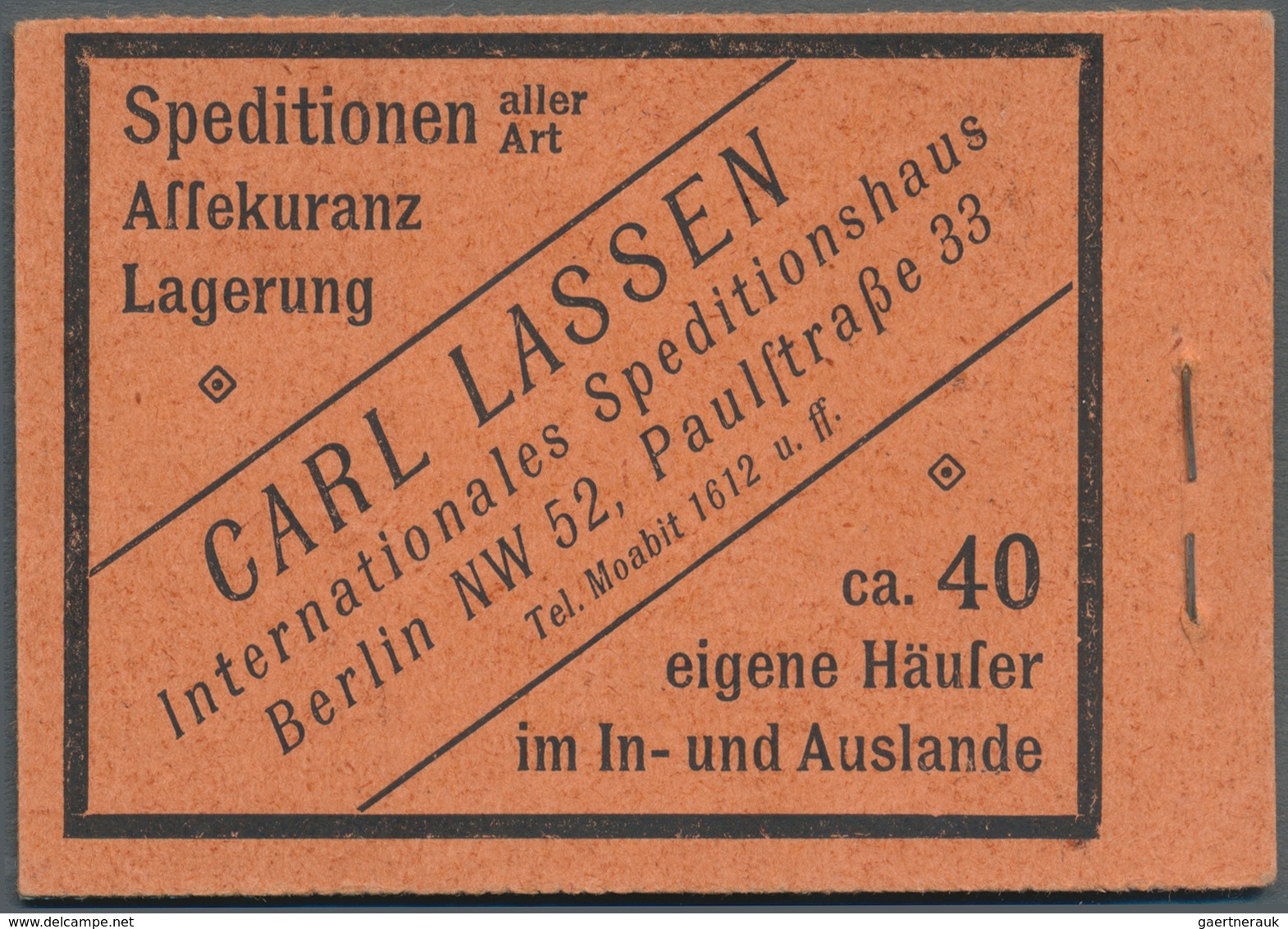 18225 Deutsches Reich - Markenheftchen: 1921, 12 M. Germania-Heftchen Mit ONr. 1, Heftchen-Rand Dgz., Post - Booklets