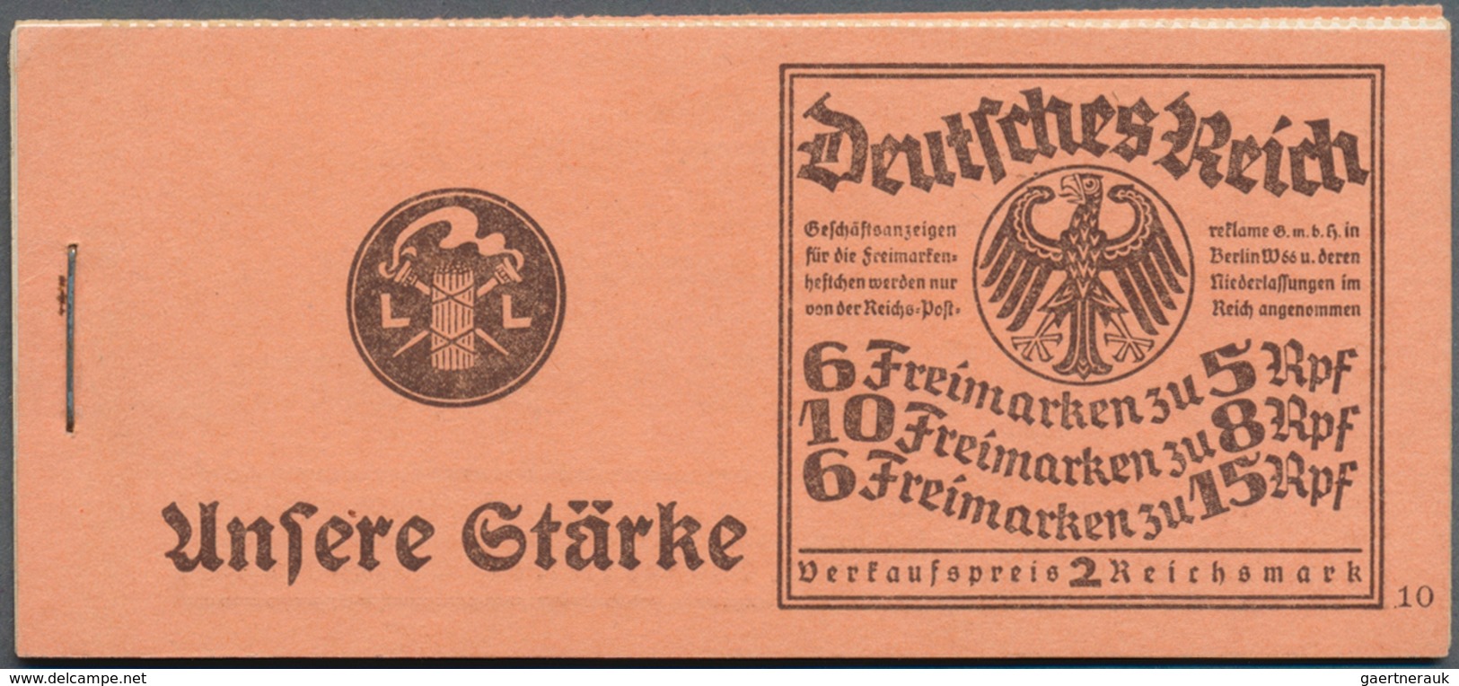 18228 Deutsches Reich - Markenheftchen: 1928, Markenheftchen Reichspräsidentenserie ONr. 10, Beinhaltet Da - Booklets