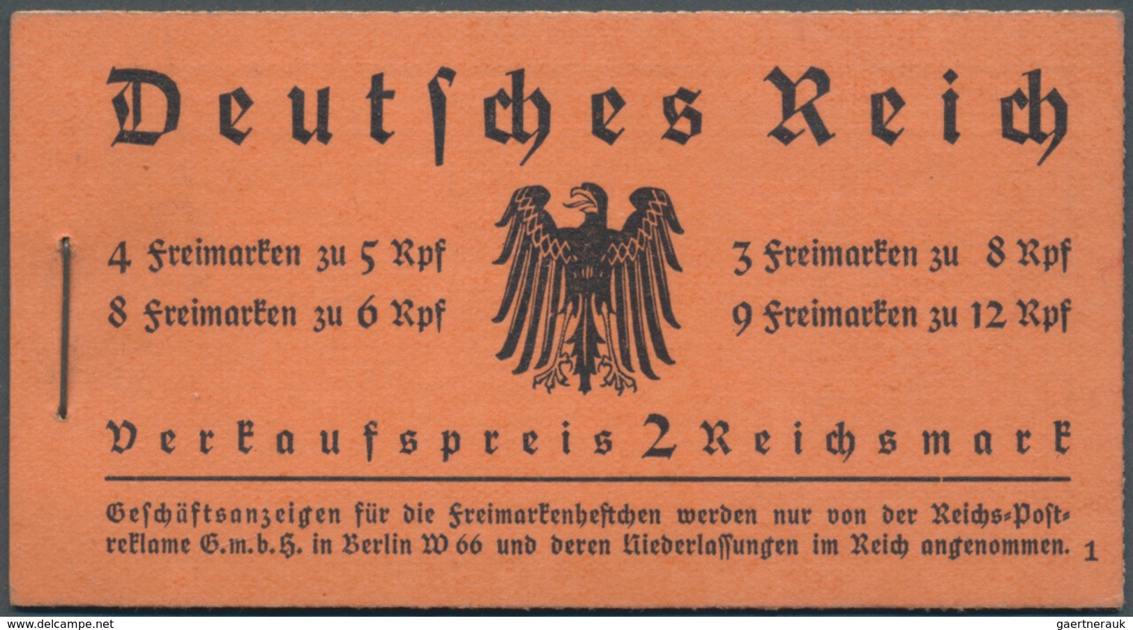 18231 Deutsches Reich - Markenheftchen: 1933, Markenheftchen ''Hindenburg'', Schwarz Auf Lachsrot, WZ-Waffel - Booklets