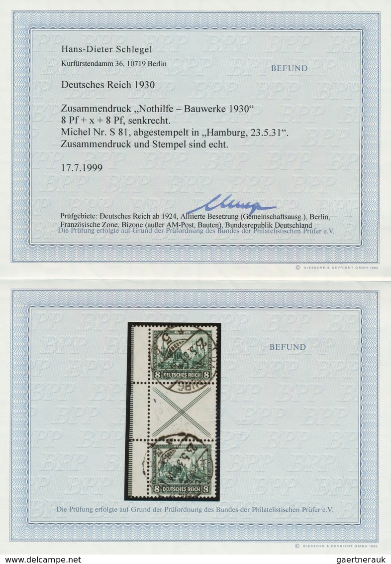 18251 Deutsches Reich - Zusammendrucke: 1930, 8 Pfg. + X + 8 Pfg. Nothilfe, Senkrechter Zusammendruck, Not - Se-Tenant
