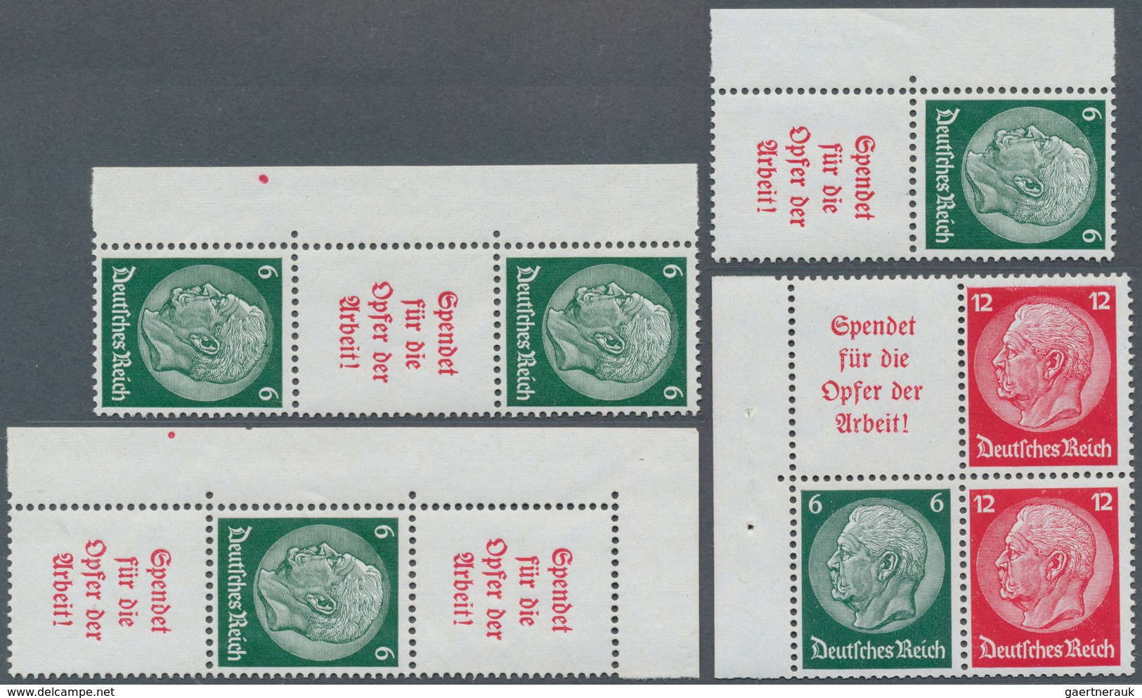 18255 Deutsches Reich - Zusammendrucke: 1934, Hindenburg 4 ZD S 123 Bis S 126 Tadellos Postfrisch Vom Rand - Se-Tenant