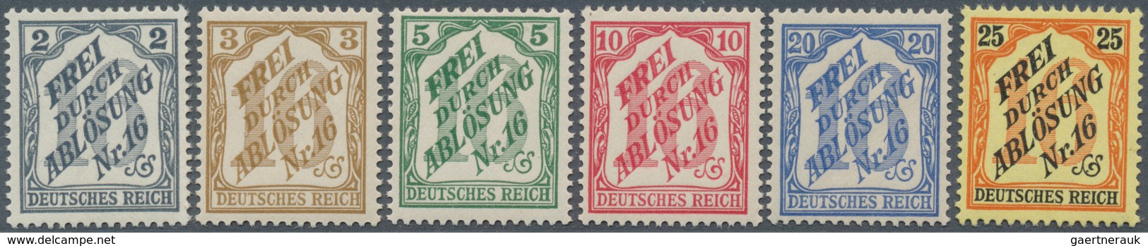18256 Deutsches Reich - Dienstmarken: 1905, Baden-Zähldienstmarken 2 Pf. Bis 25 Pf. "Frei Durch Ablösung N - Officials