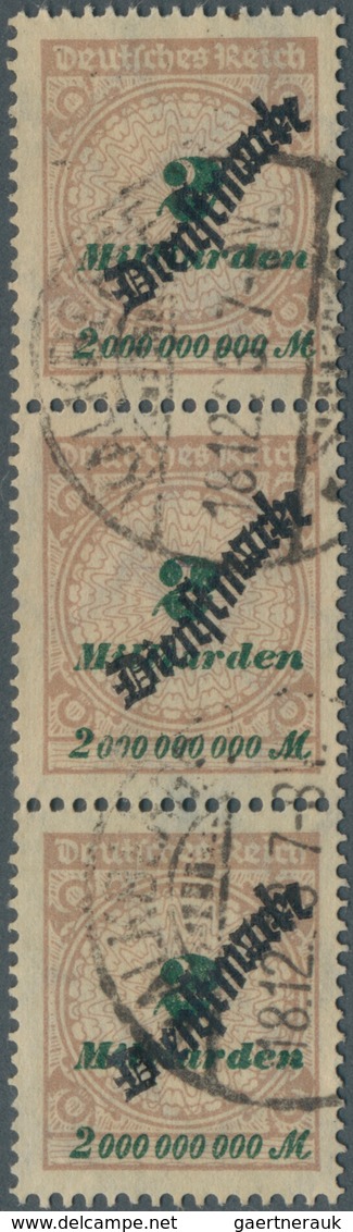 18266 Deutsches Reich - Dienstmarken: 1923, 2 Mrd. Schlangenaufdruck Im Gestempelten Senkrechten Dreierstr - Officials