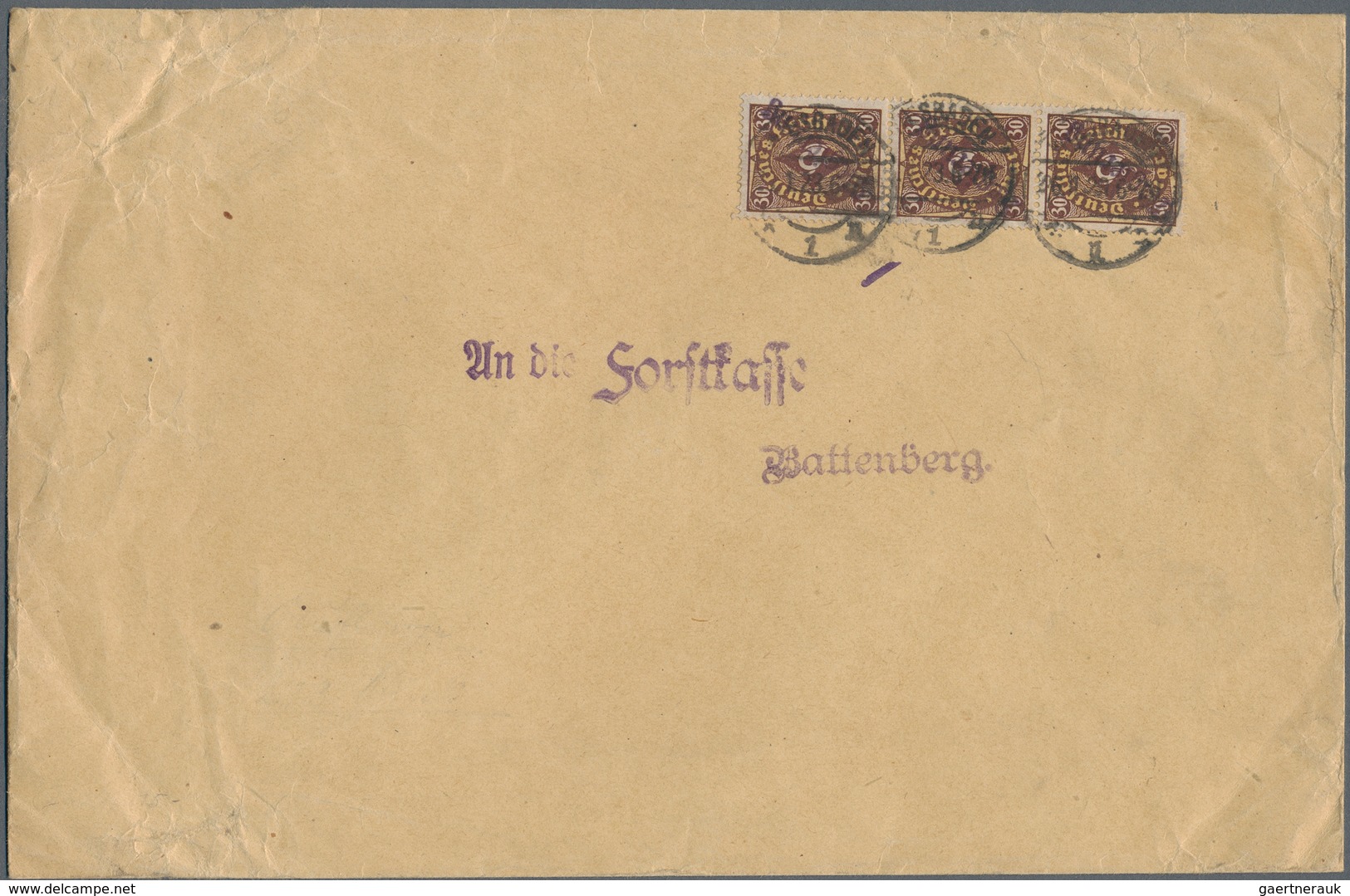 18277 Deutsches Reich - Dienst-Kontrollaufdrucke: 1923: WIESBADEN, 30 Mk, Zweifarbig Mit Aufdrucktype II I - Dienstmarken