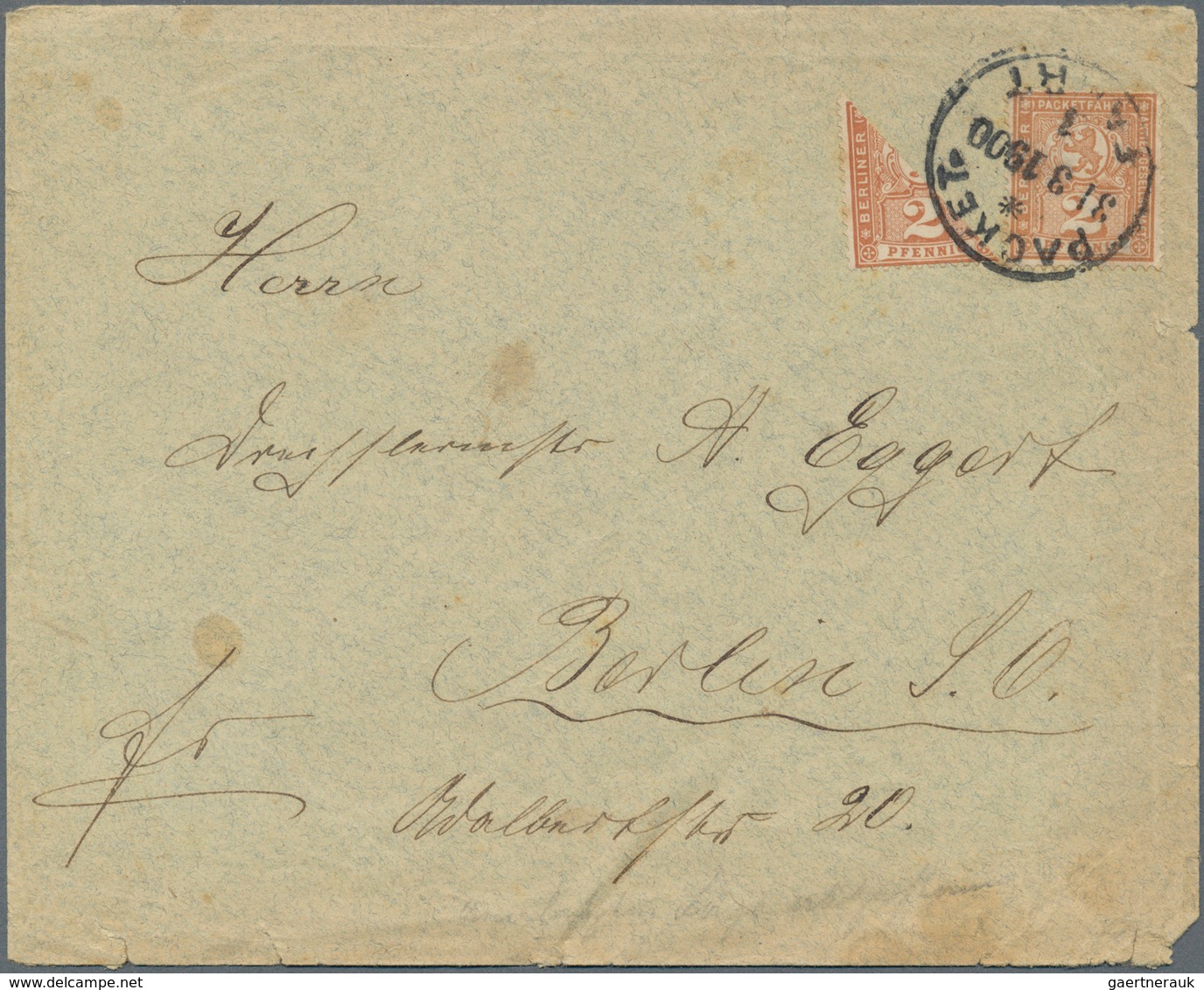 18294 Deutsches Reich - Privatpost (Stadtpost): 1900 (31.3.), Halbierung 2 Pf Und 2 Pf Zusammen Auf Couver - Private & Local Mails