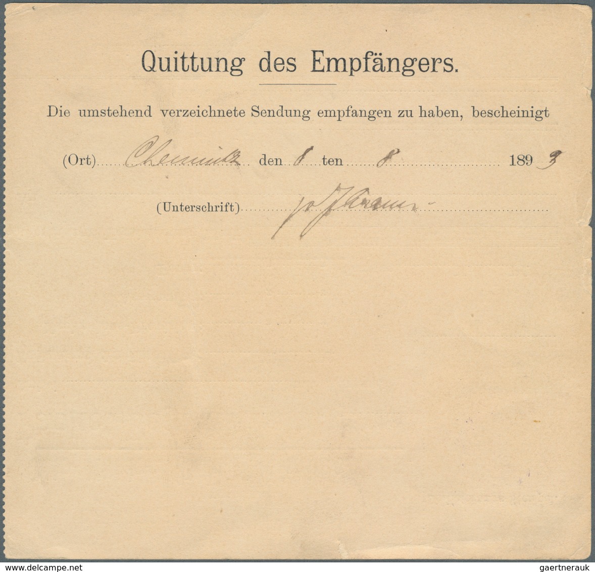 18309 Deutsches Reich - Privatpost (Stadtpost): 1891, LIMBACH Sa., Express-Packet-Verkehr Otto Köhler: 10 - Private & Local Mails