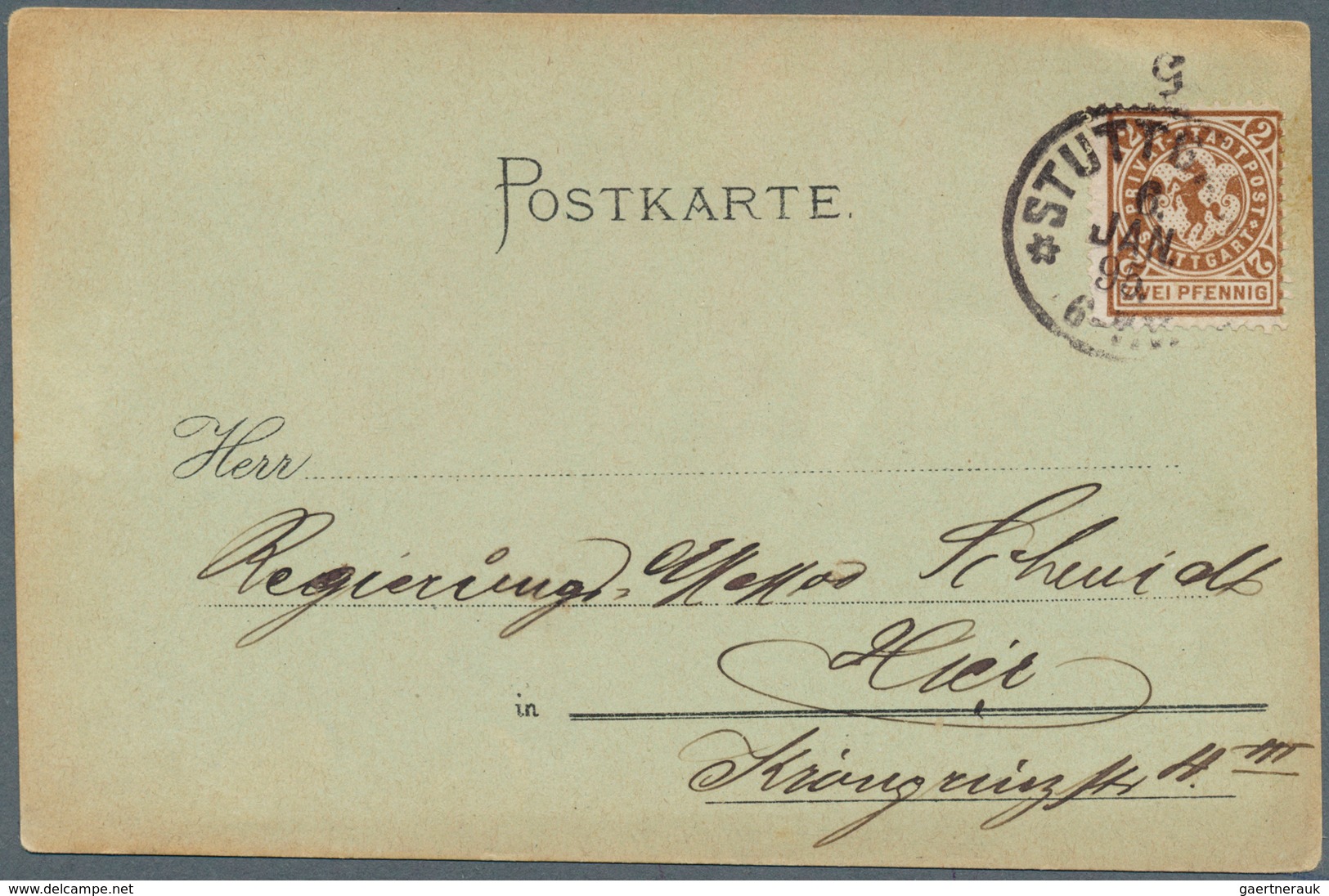 18311 Deutsches Reich - Privatpost (Stadtpost): STUTTGART, Privat-Stadtpost. Lot Von 2 Jagd-Einladungskart - Private & Local Mails