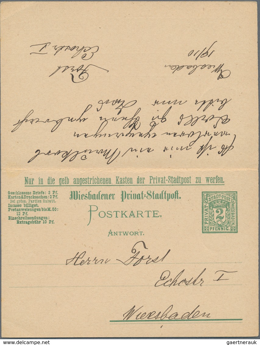 18312 Deutsches Reich - Privatpost (Stadtpost): 1892 (11.10.) 2 Pf + 2 Pf Olivgrün, Seltene Doppelkarte Ge - Private & Local Mails