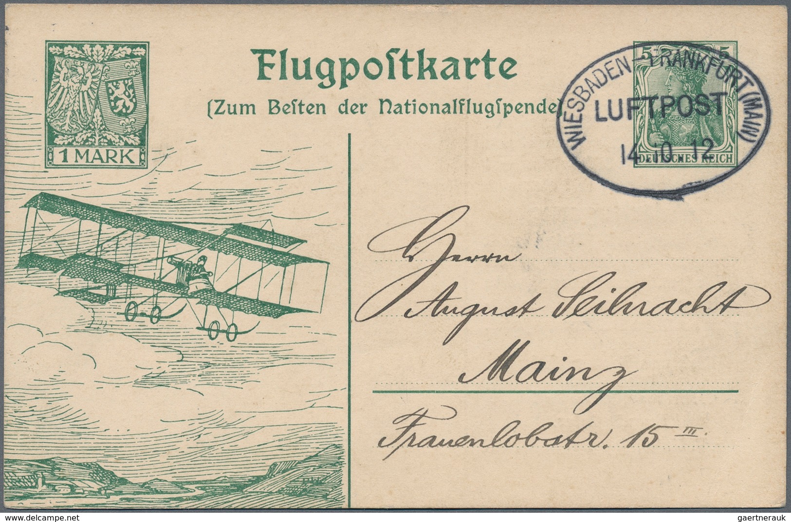 18320 Deutsches Reich - Ganzsachen: 1912, 5 Pf Germania Auf Sonderpostkarte Mit Zeppelinabbildung Zur Nati - Other & Unclassified