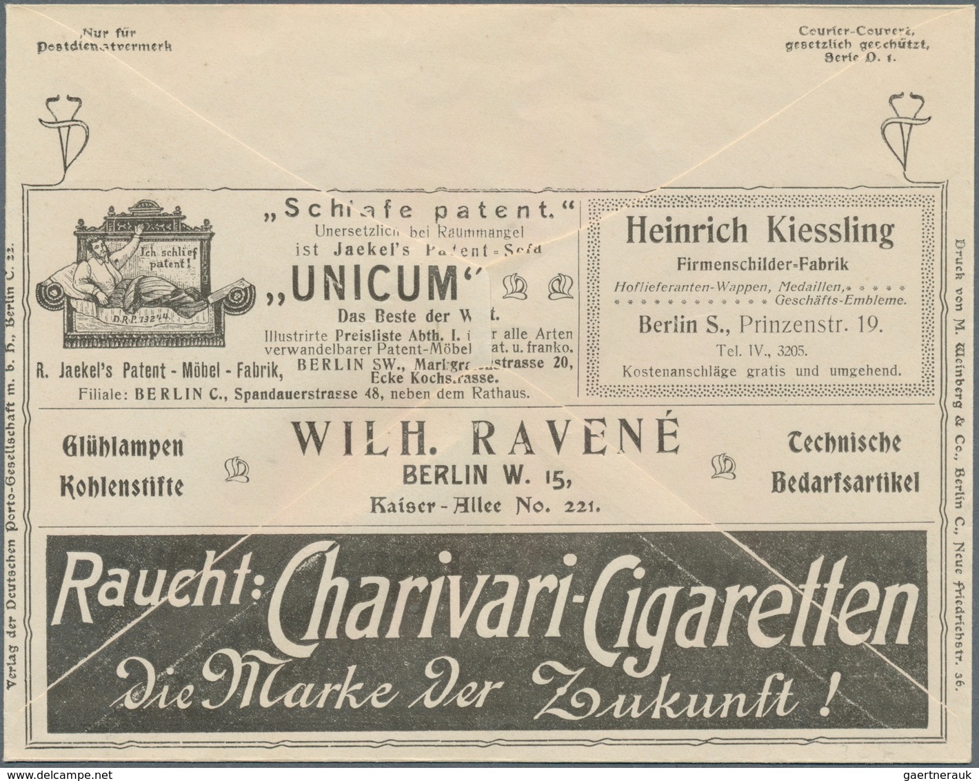 18332 Deutsches Reich - Privatganzsachen: 1907 (ca). Sehr Seltener Privat-Anzeigen-Umschlag 2 Pf Germania - Other & Unclassified