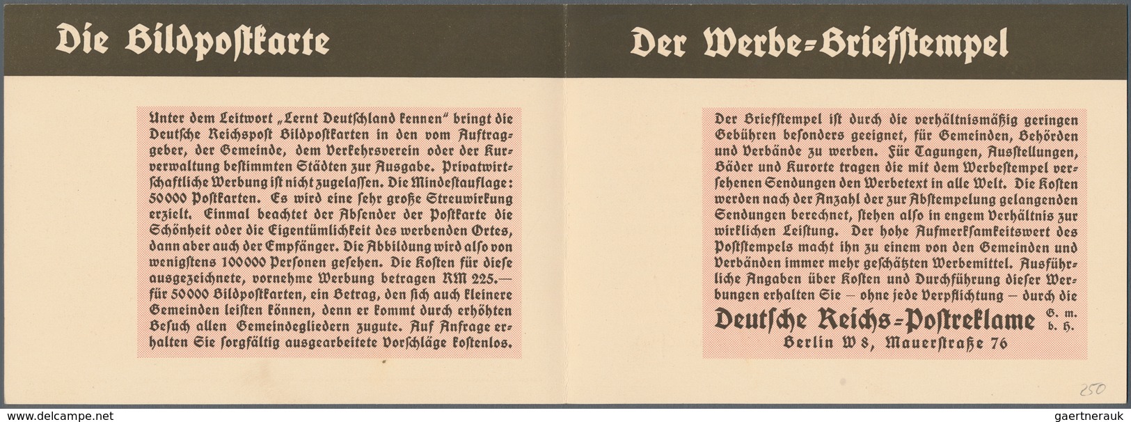 18342 Deutsches Reich - Privatganzsachen: 1936, Werbeklappkarte Der POSTREKLAME Mit Hindenburg 6 Pfg ("Ler - Other & Unclassified