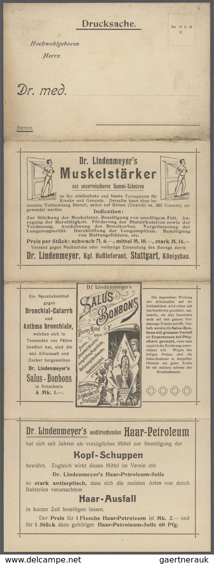 18362 Deutsches Reich - Besonderheiten: 1909/1910. Lot Von 4 Drucksachen-WERBE-Klappkarten: 1x A.Kerlikofe - Other & Unclassified