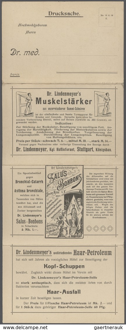 18362 Deutsches Reich - Besonderheiten: 1909/1910. Lot Von 4 Drucksachen-WERBE-Klappkarten: 1x A.Kerlikofe - Other & Unclassified