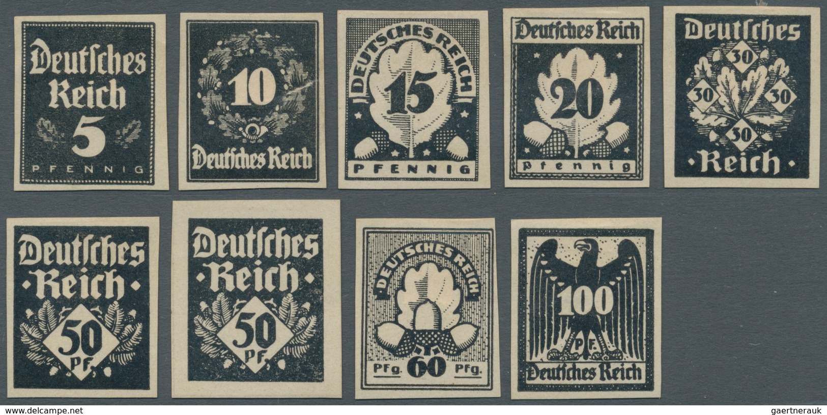 18365 Deutsches Reich - Besonderheiten: 1918 Ca., Komplette Serie Von 8 Essays (50 Pfg. Doppelt) In Unters - Other & Unclassified