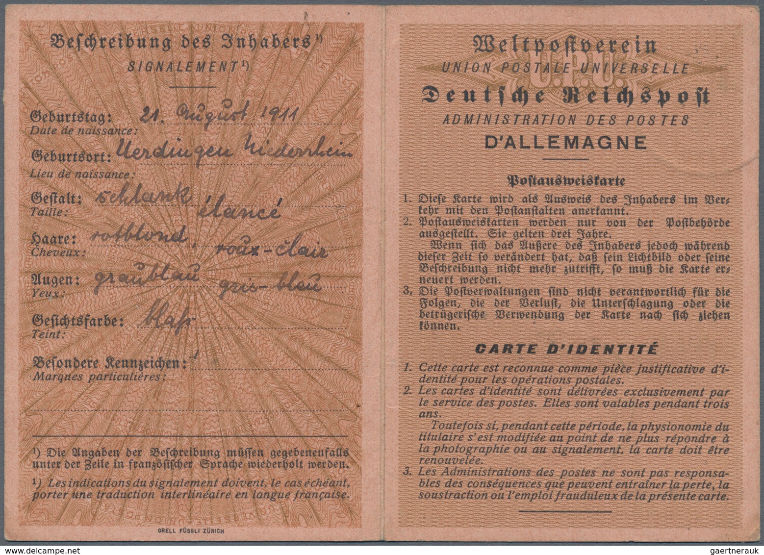 18381 Deutsches Reich - Besonderheiten: 1940ziger Jahre. Lot Von 2 POST-AUSWEISKARTEN, Eine Davon Verlänge - Sonstige & Ohne Zuordnung