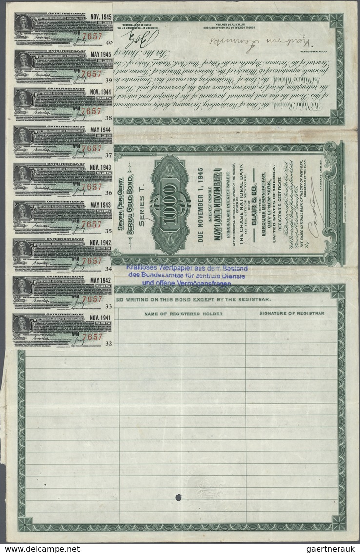 18384 Heimat: Baden-Württemberg: 1925: State Of Württemberg, Consolidated Municipal External Loan Of 1925. - Other & Unclassified