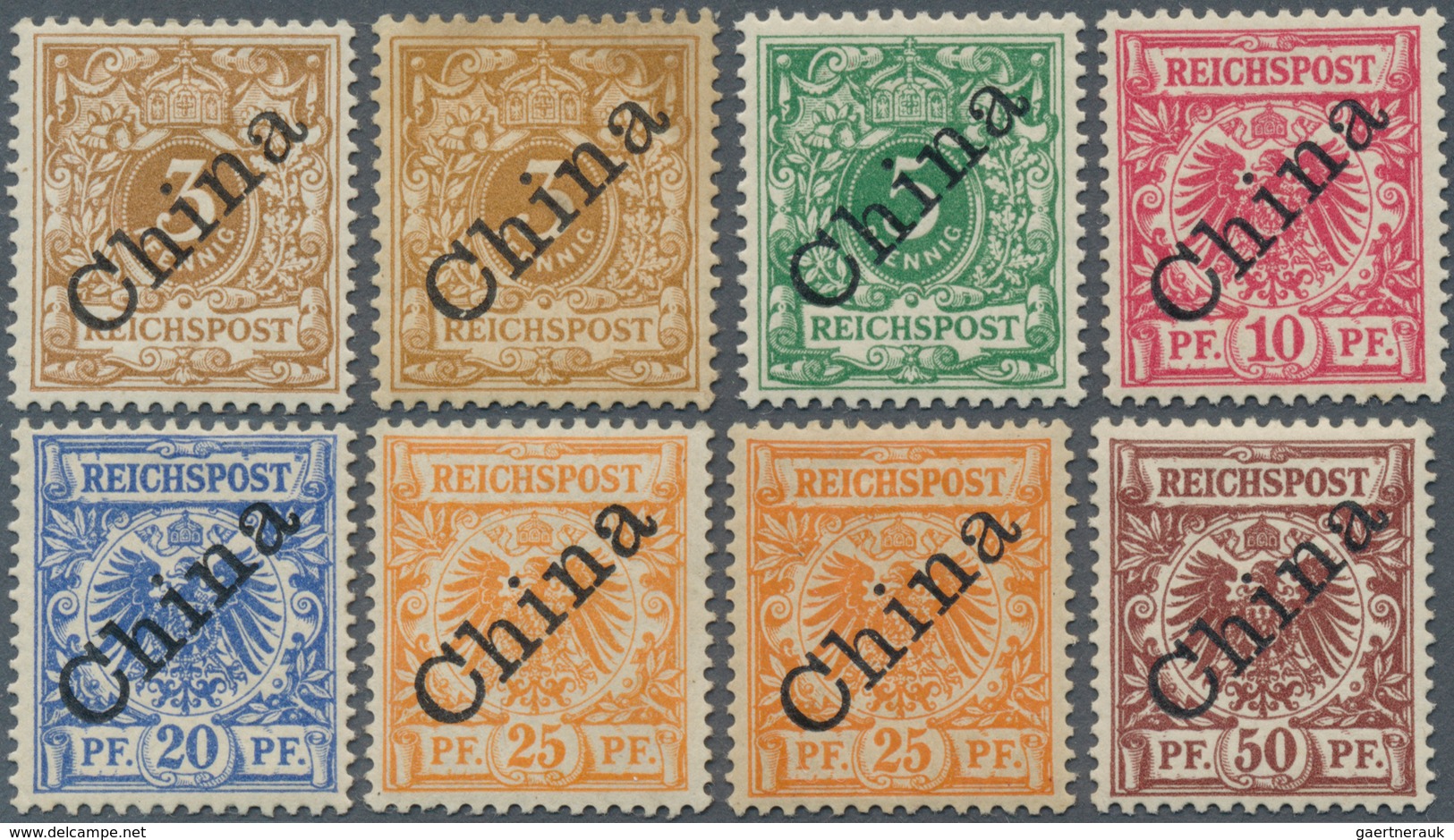 18408 Deutsche Post In China: 1898/1901, 3 Pfg. - 50 Pfg. Krone/Adler Mit Diagonalem (45°) Aufdruck "China - China (offices)