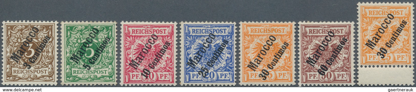 18464 Deutsche Post In Marokko: 1899, 3 C Bis 60 C Aufdruck ''Marocco" Mit Wertangabe Als Ungebrauchter Sat - Morocco (offices)
