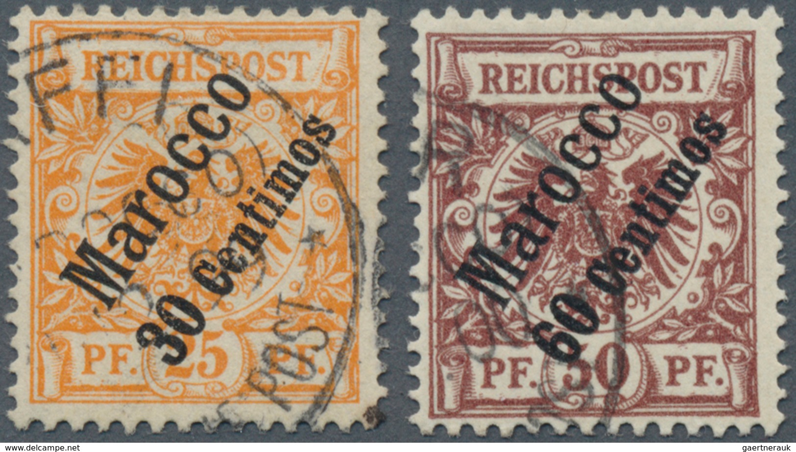 18465 Deutsche Post In Marokko: 1900, 3 C Bis 60 C Aufdruck ''Marocco" Mit Wertangabe Auf Satzbrief-Einschr - Morocco (offices)