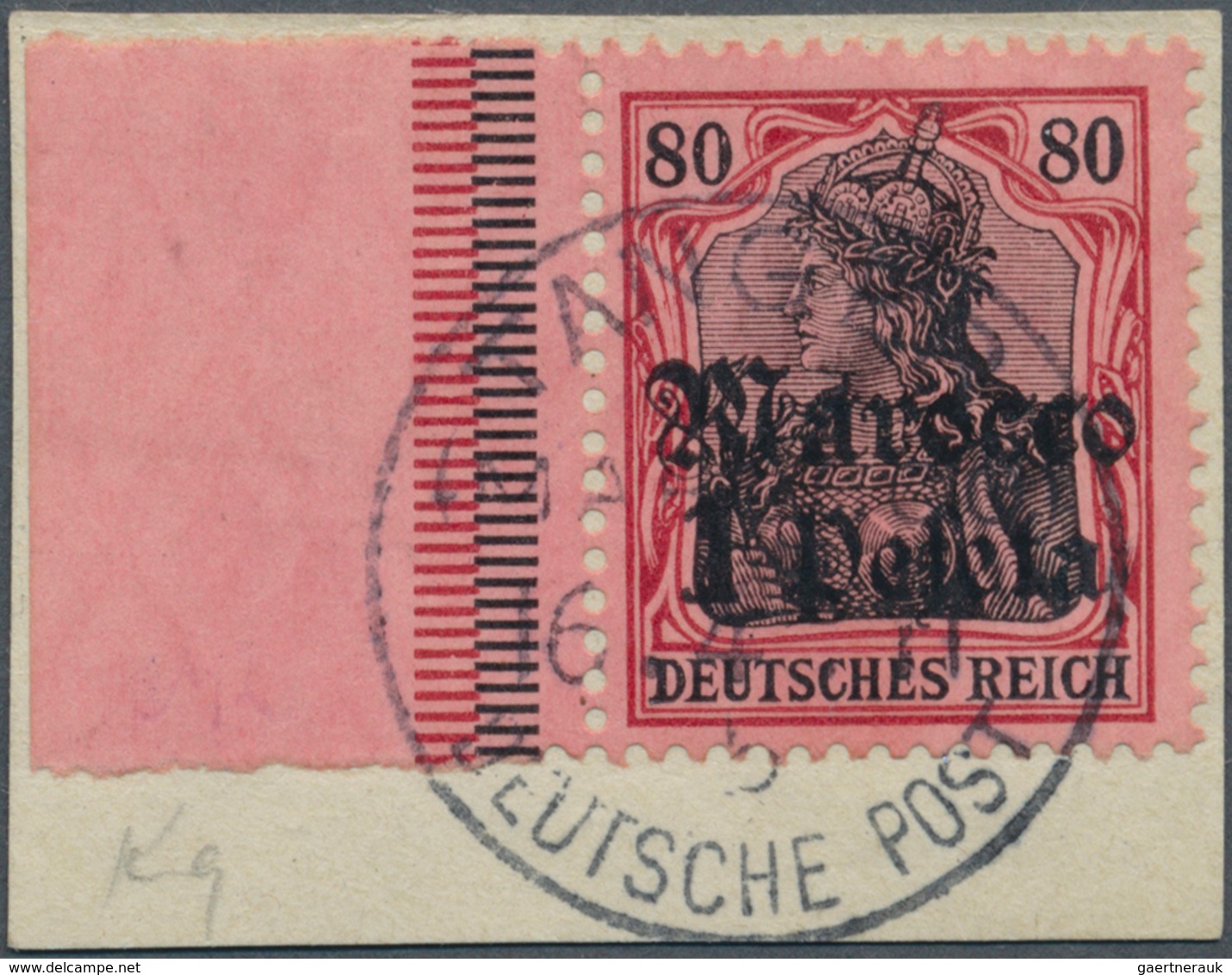 18481 Deutsche Post In Marokko: 1911, 1 P Auf 80 Pf. Germania, Tadellose Marke Vom Linken Bogenrand Auf Br - Morocco (offices)