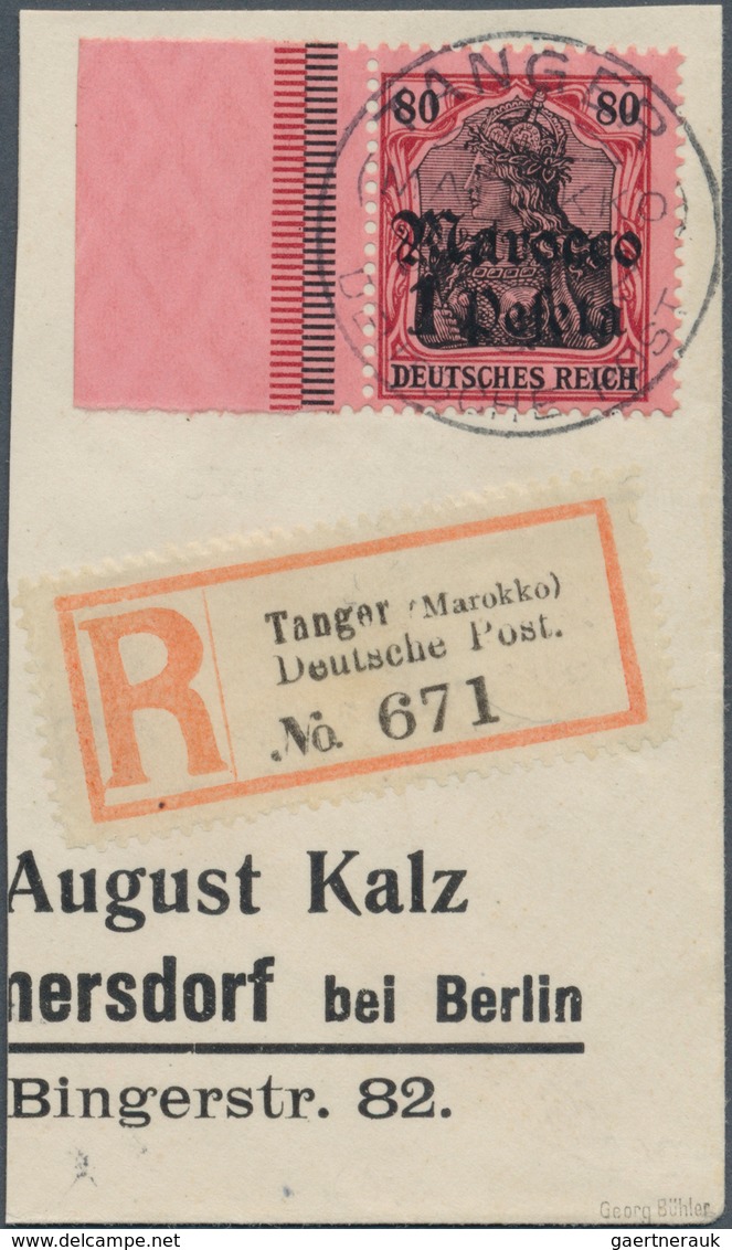 18482 Deutsche Post In Marokko: 1911, 1 P Auf 80 Pf. Germania Vom Linken Seitenrand, Tadellose Marke Auf B - Morocco (offices)