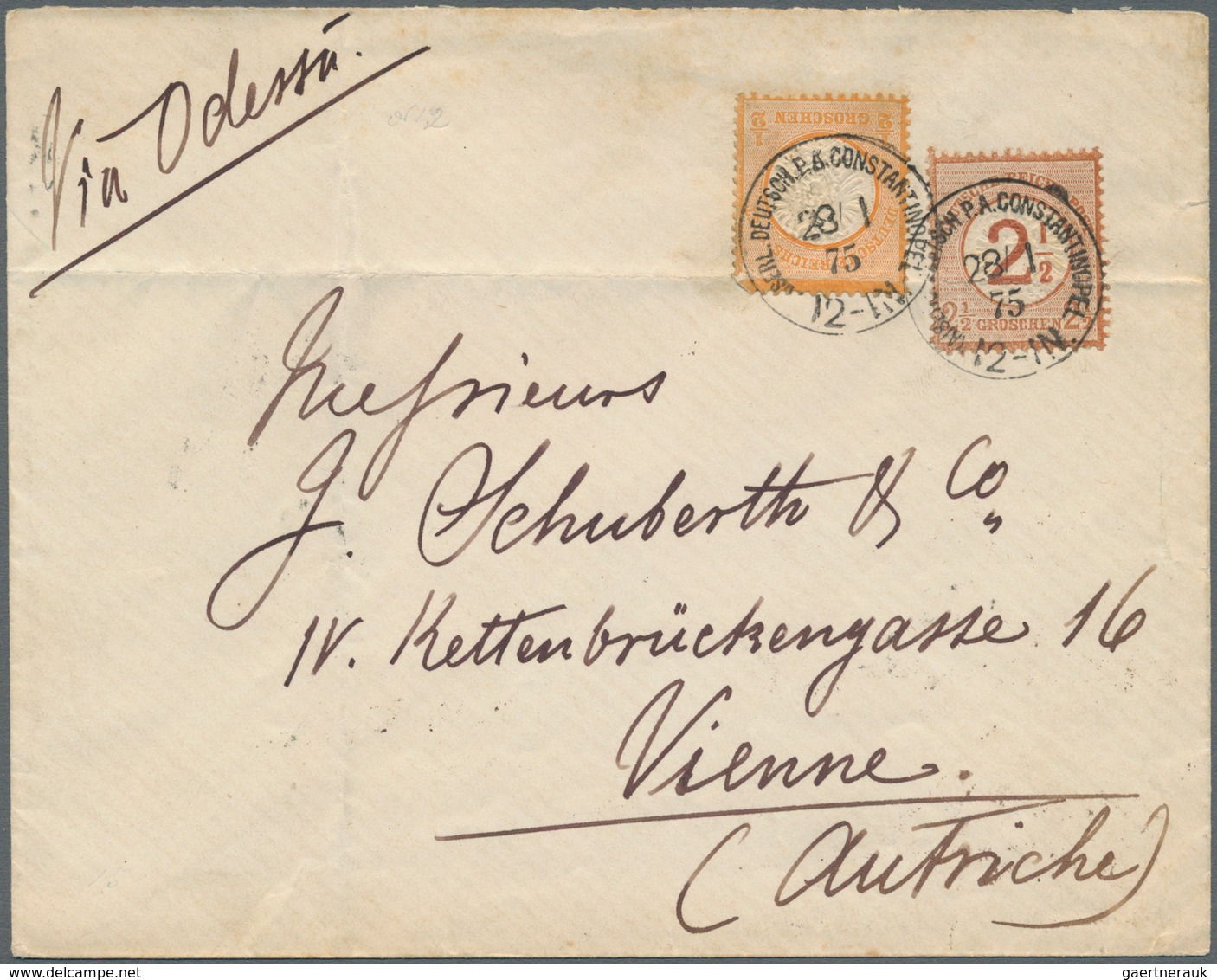 18498 Deutsche Post In Der Türkei - Vorläufer: 1872, Grosser Schild ½ Gr. Orange (oben Links Etwas Eckrund - Turkey (offices)