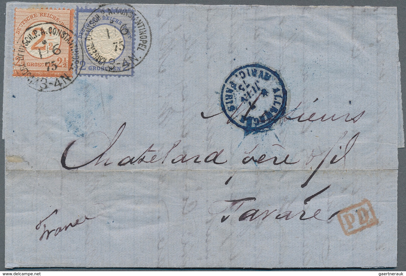 18500 Deutsche Post In Der Türkei - Vorläufer: 1875, Großer Schild 2 Gr. Mit DOPPELPRÄGUNG Und "2½" Auf 2½ - Turquie (bureaux)