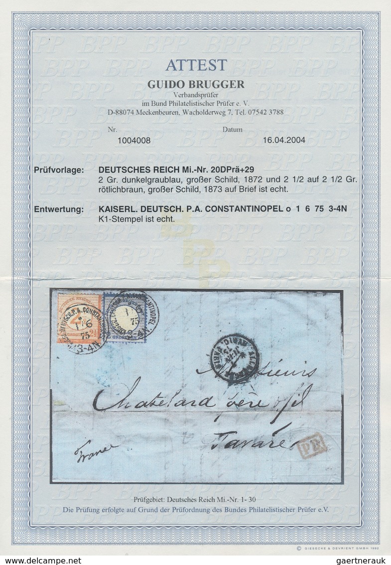 18500 Deutsche Post In Der Türkei - Vorläufer: 1875, Großer Schild 2 Gr. Mit DOPPELPRÄGUNG Und "2½" Auf 2½ - Turquie (bureaux)