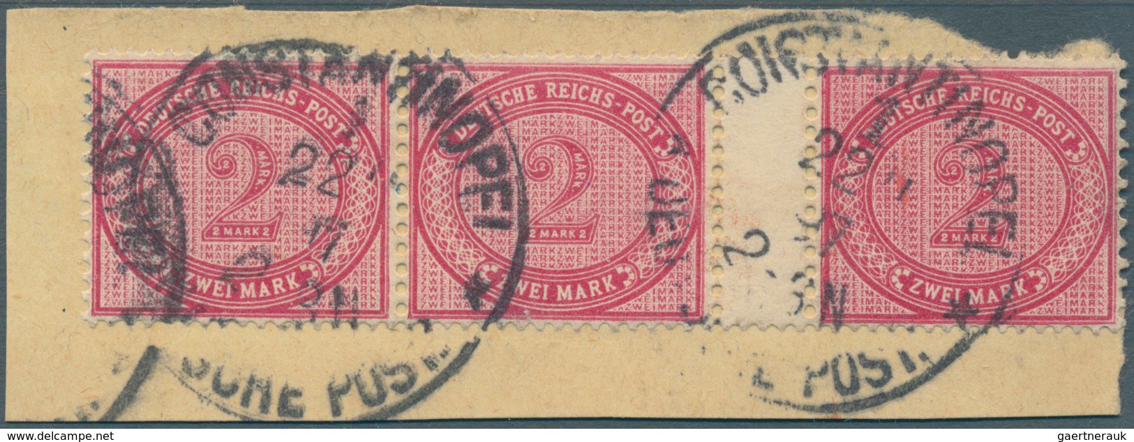 18502 Deutsche Post In Der Türkei - Vorläufer: 1897, Freimarke 2 M Als Dreierstreifen Mit Zwischensteg-Paa - Turkey (offices)