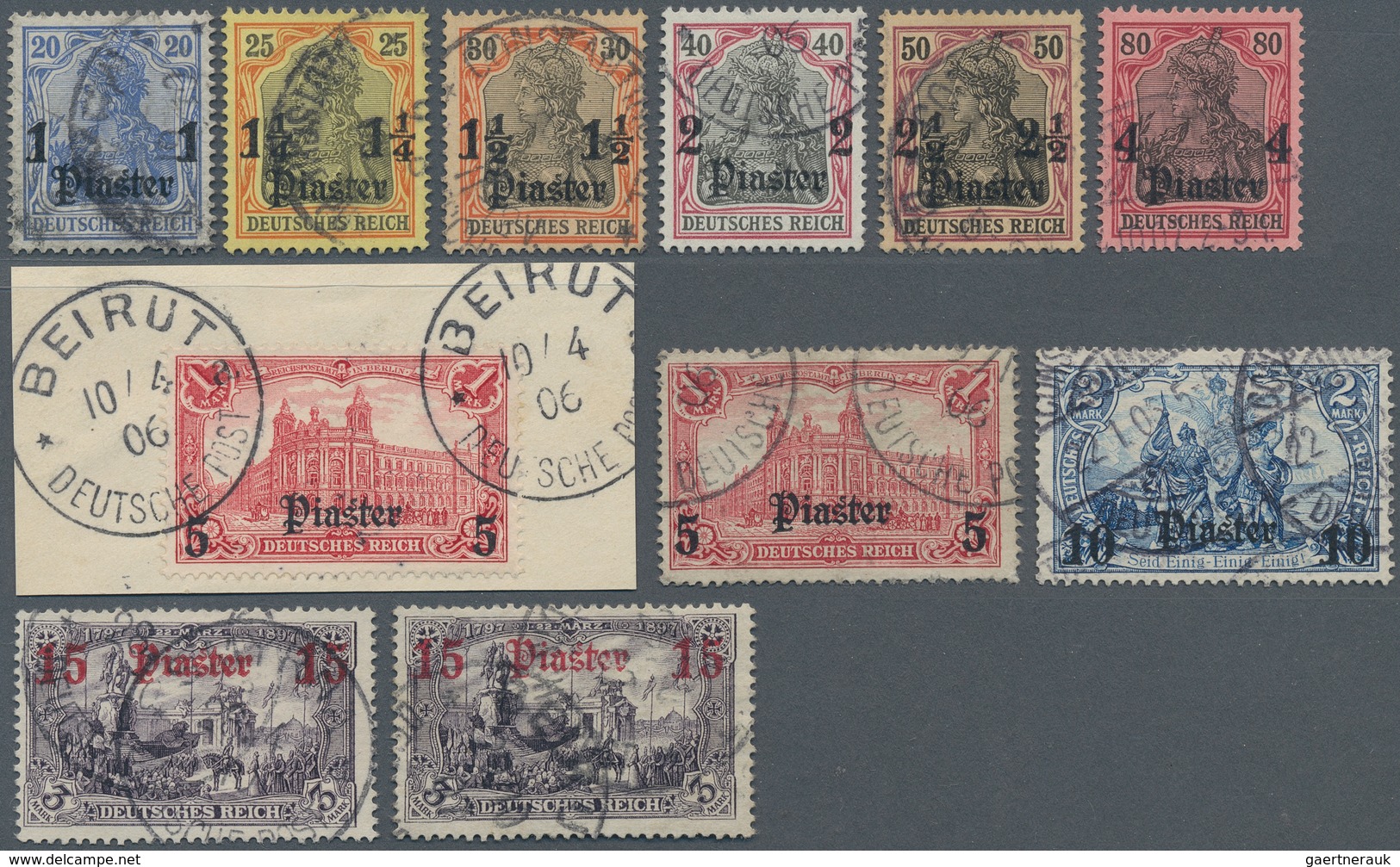 18525 Deutsche Post In Der Türkei: 1905, 10 Pa. Bis 15 Pia Aufdruck Auf Deutsches Reich O. WZ Als Sauber U - Deutsche Post In Der Türkei