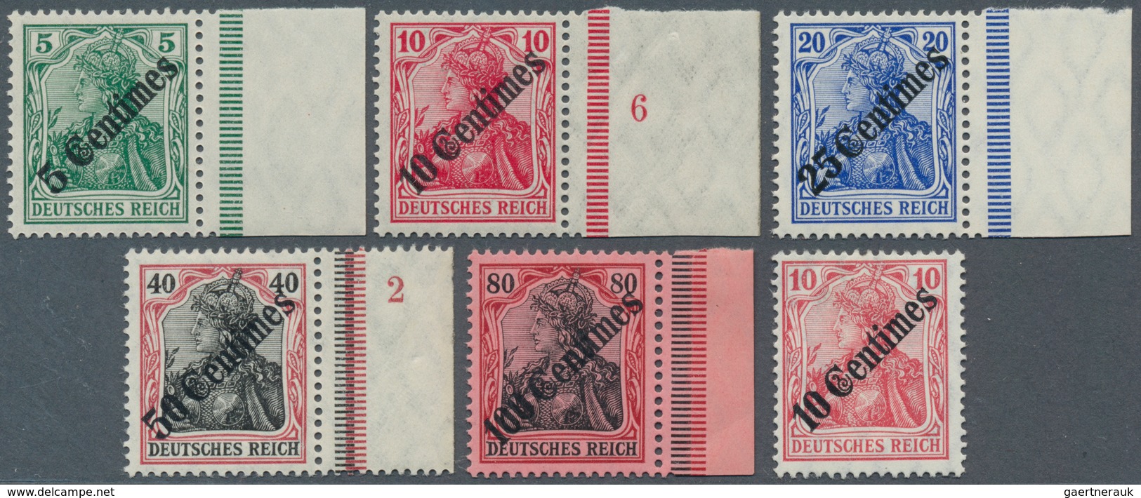 18533 Deutsche Post In Der Türkei: 1908, 5 C. Auf 5 Pfg. Bis 100 C. Auf 80 Pfg. Alle Postfrisch Vom Rechte - Deutsche Post In Der Türkei