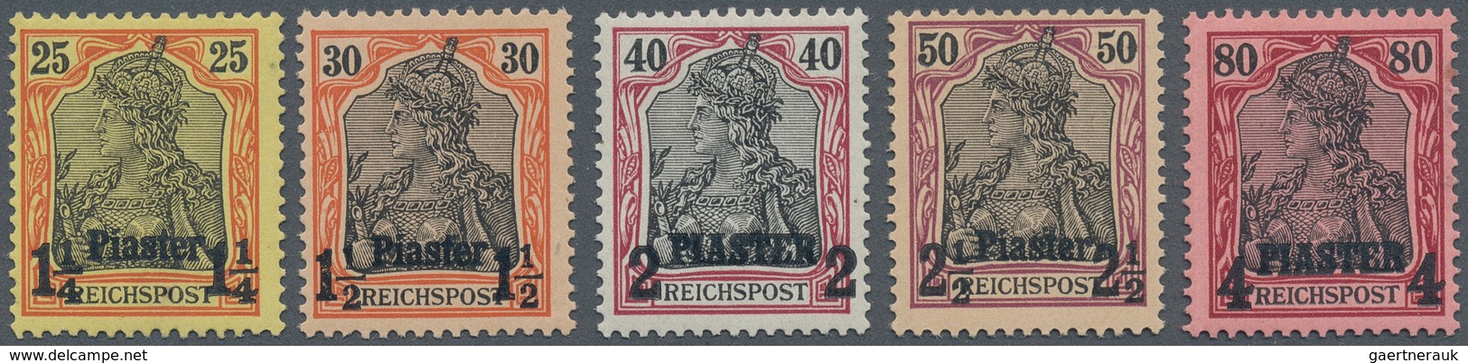 18535 Deutsche Post In Der Türkei: 1902, Fünf Amtlich Nicht Ausgegebene Werte (Freimarken Germania Mit Abw - Turkey (offices)