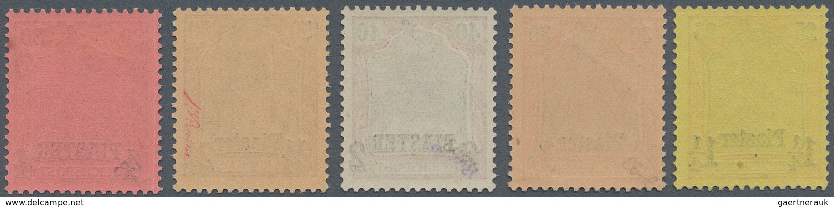 18535 Deutsche Post In Der Türkei: 1902, Fünf Amtlich Nicht Ausgegebene Werte (Freimarken Germania Mit Abw - Deutsche Post In Der Türkei