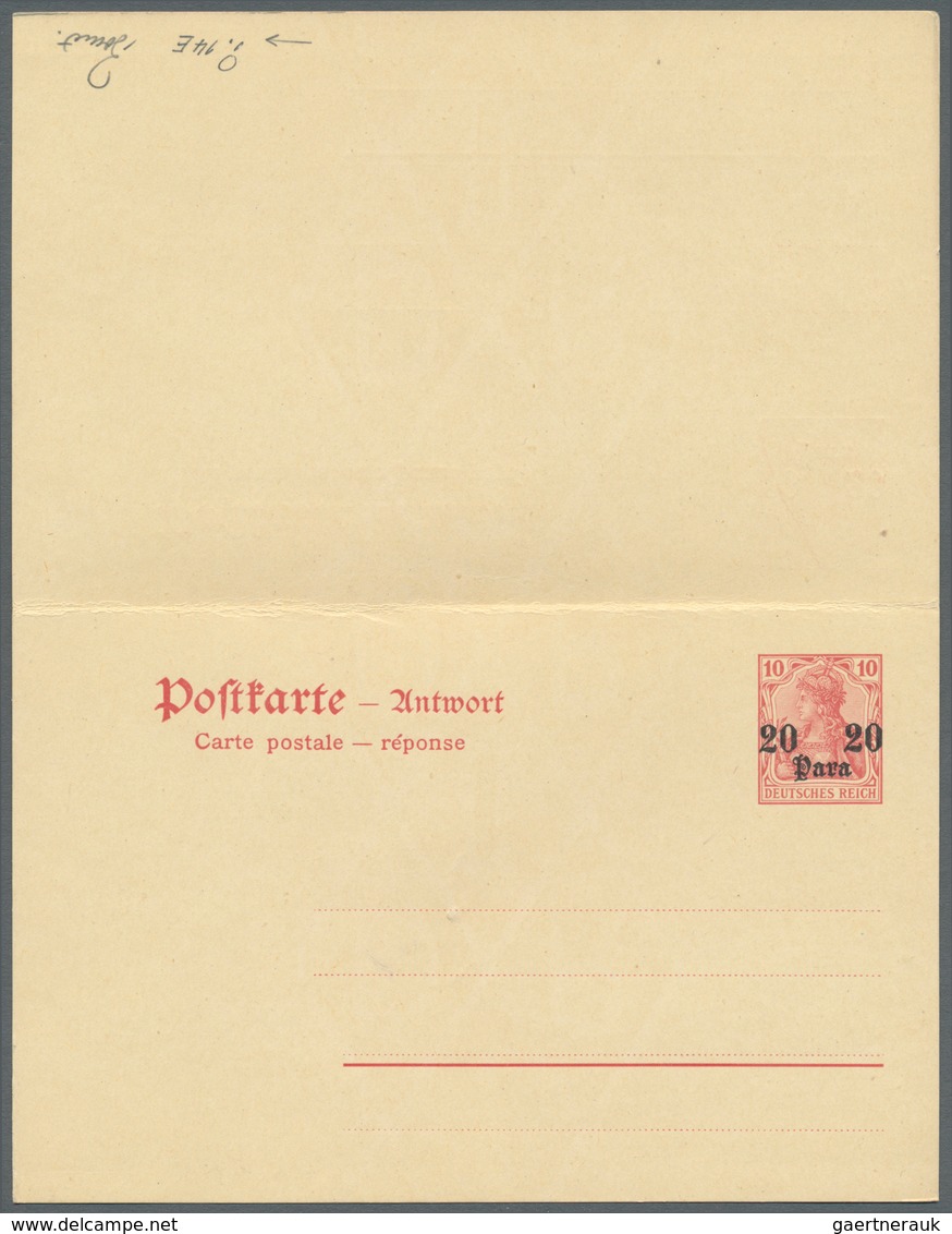 18550 Deutsche Post In Der Türkei - Ganzsachen: 20 Para Doppelkarte Aufdruck Auf Urkarte P 82 Ungebraucht - Turkey (offices)