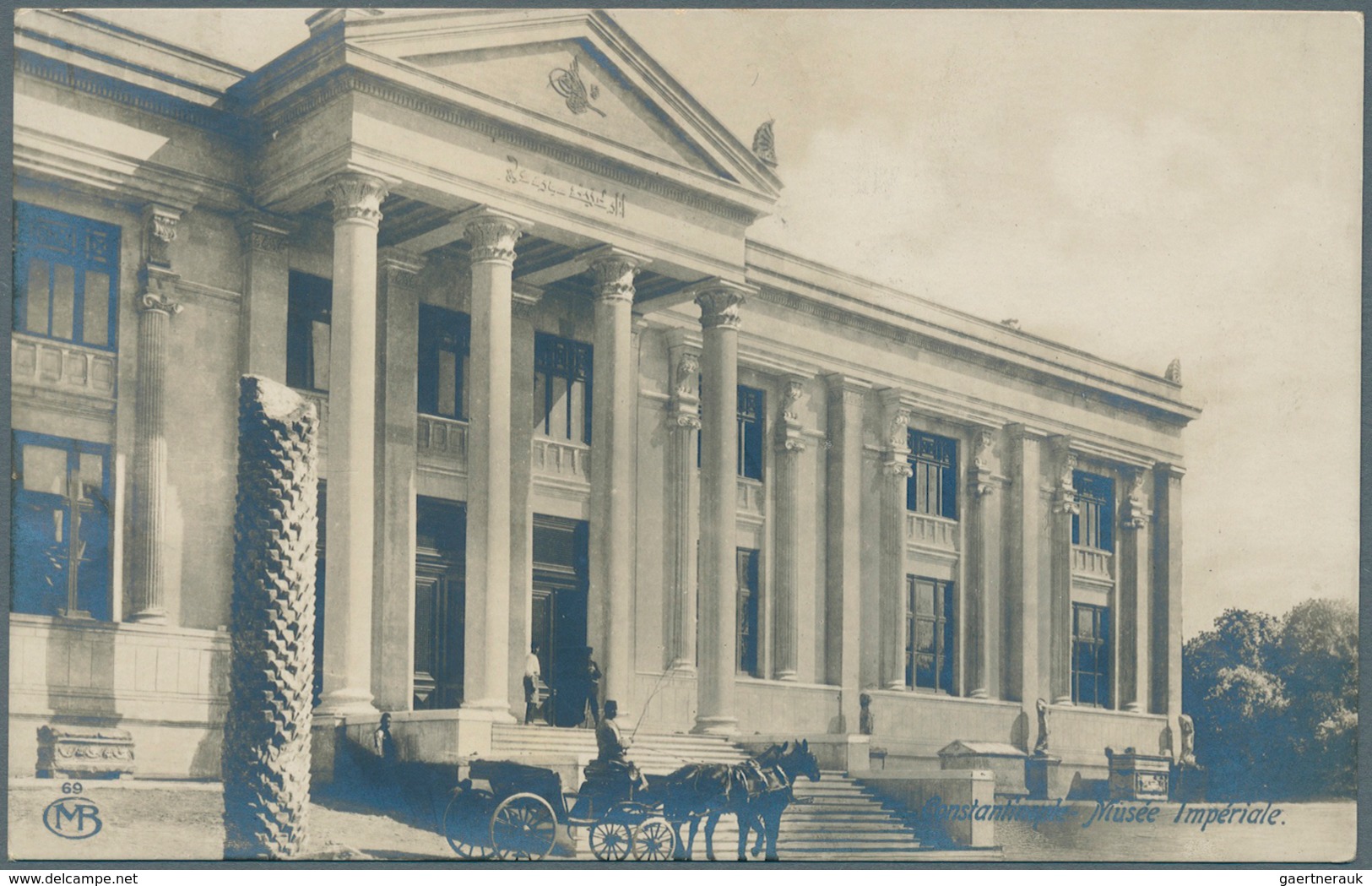 18565B Deutsche Post In Der Türkei - Besonderheiten: 1918, MILITÄRMISSION KONSTANTINOPEL, Karte Mit Blauem - Turkey (offices)