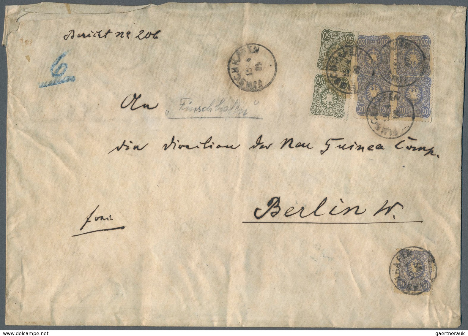 18566 Deutsch-Neuguinea - Vorläufer: 1889 (15.4.), 2x 50 Pfg. Dunkel-oliv Und 5x 20 Pfg. Dunkelultramarin - German New Guinea