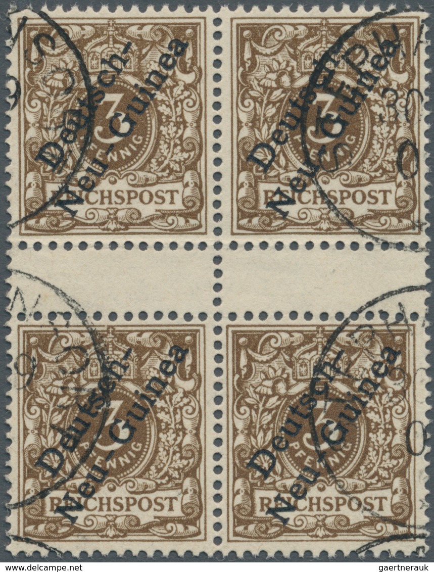 18571 Deutsch-Neuguinea: 1897, 3 Pfg. Dunkelockerbraun Im Senkrechten Zwischenstegpaar Gestempelt Mit Befu - German New Guinea