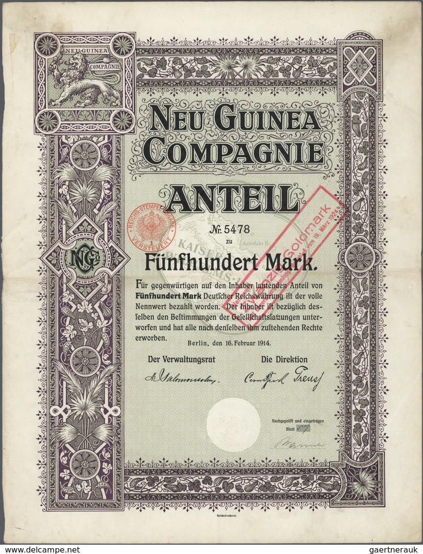 18579 Deutsch-Neuguinea - Besonderheiten: 1914: Neu Guinea Compagnie, Berlin. Gründer-Anteilschein 500 M M - German New Guinea