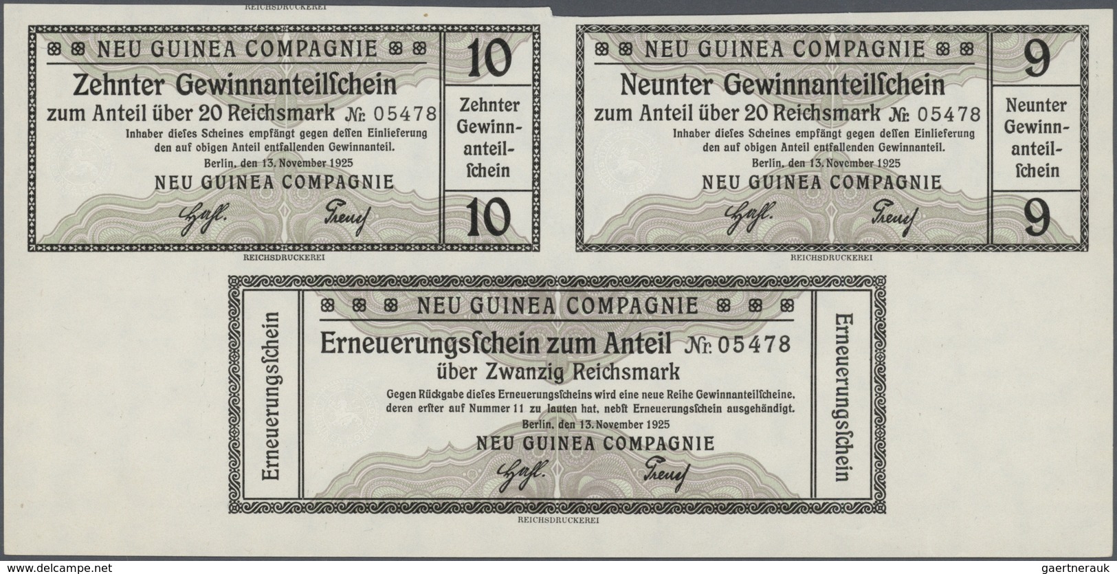 18579 Deutsch-Neuguinea - Besonderheiten: 1914: Neu Guinea Compagnie, Berlin. Gründer-Anteilschein 500 M M - German New Guinea