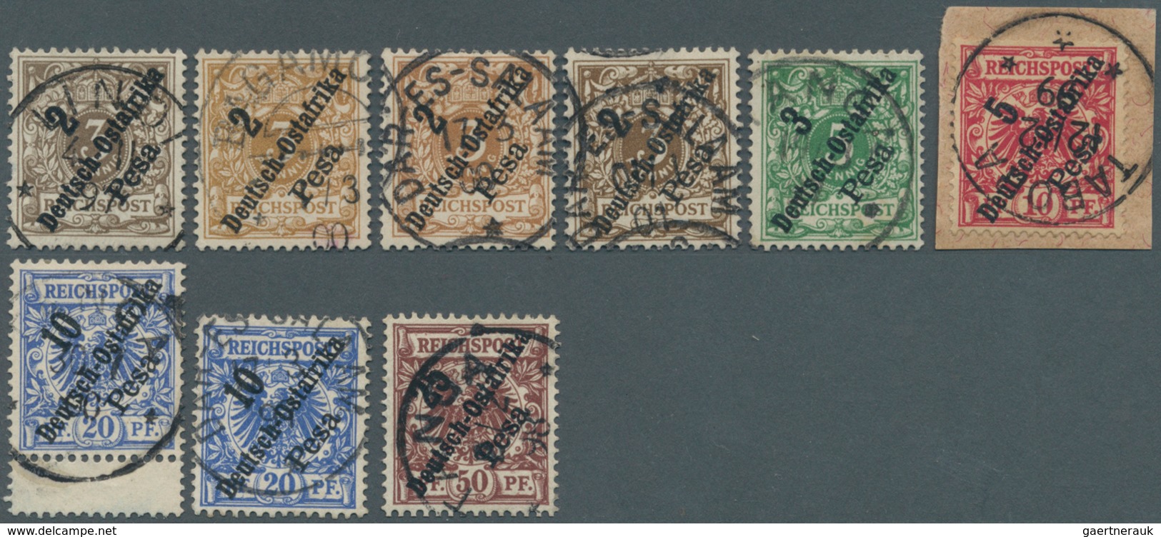 18585 Deutsch-Ostafrika: 1896, Kompl. Ausgabe Mit Aufdruck ''Deutsch-Ostafrika'' 3 Pfg. - 50 Pfg. Gestemeplt - German East Africa